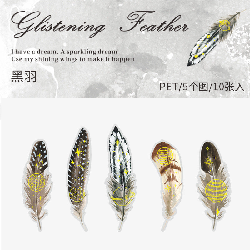 Journal PET sticker packs (Feather) 10pcs