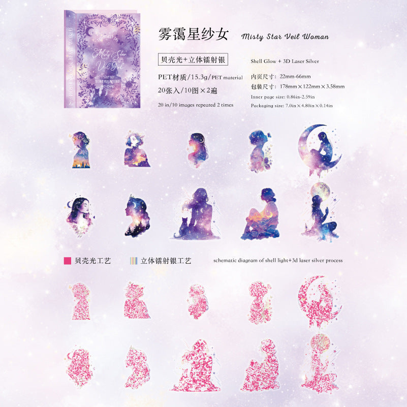 Journal sticker packs (20 pcs/pack) Starry Sky Theme