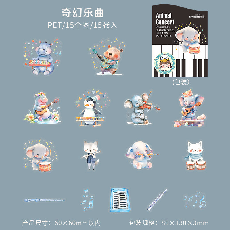 Journal PET sticker packs (Animal Concert)