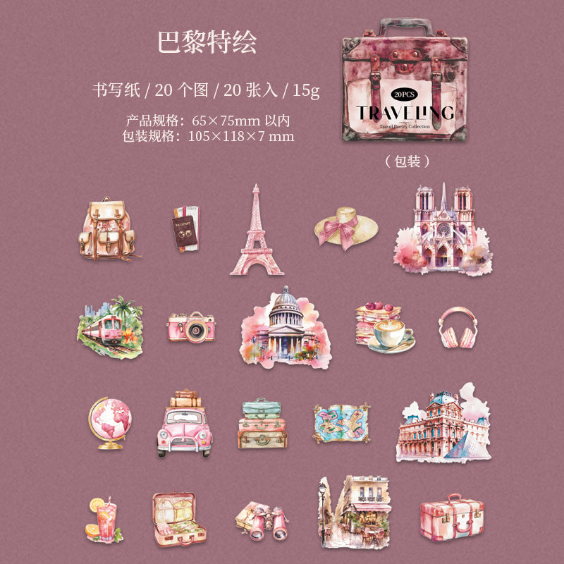 Journal hard card sticker packs (Travel)