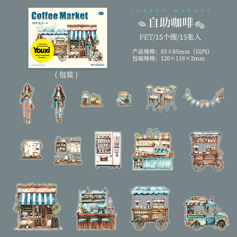 Journal PET sticker packs (Coffee Market)