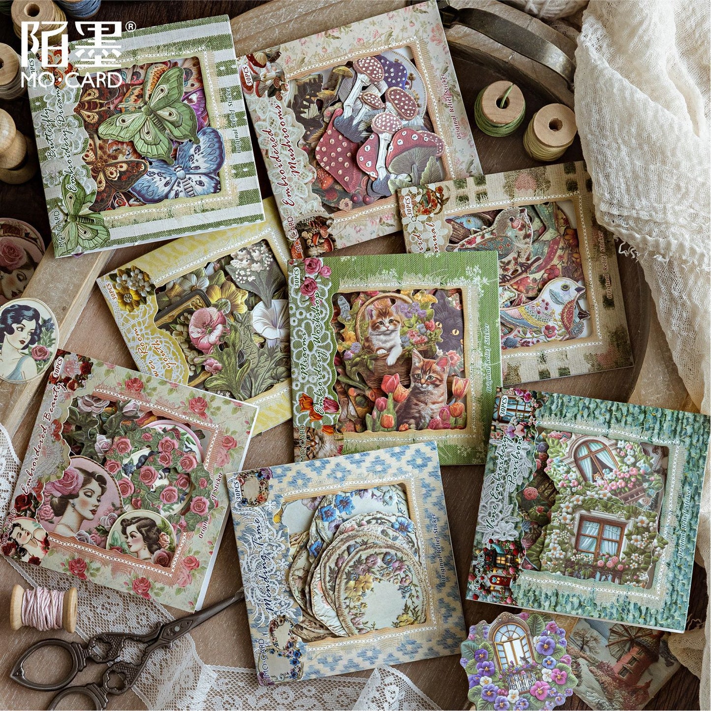 Journal White kraft paper relief sticker packs