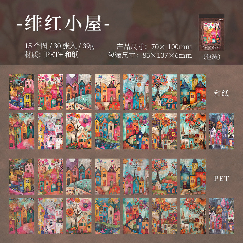 Journal sticker packs (Eerie cabin) 30 sheets/book (70*100mm)