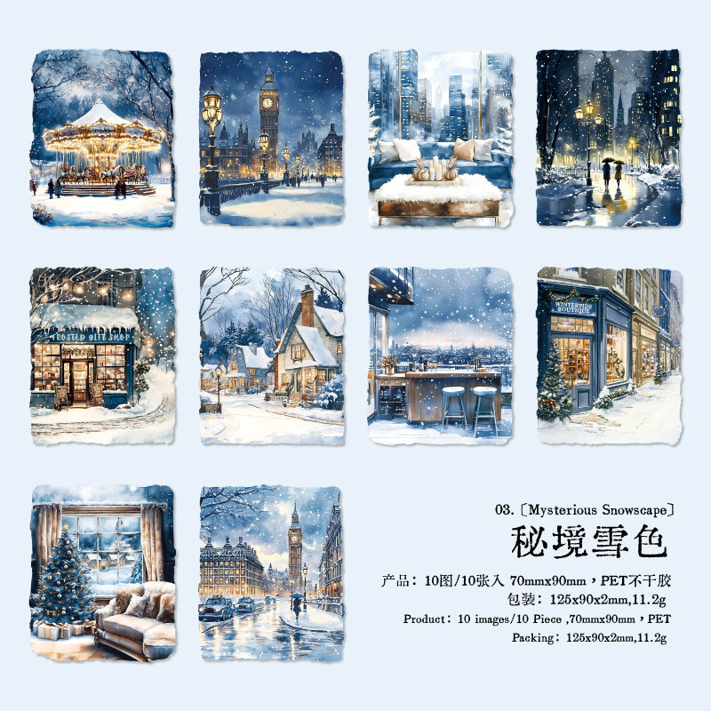 Journal Shell light PET sticker packs (Winter landscape) 10pcs/pack