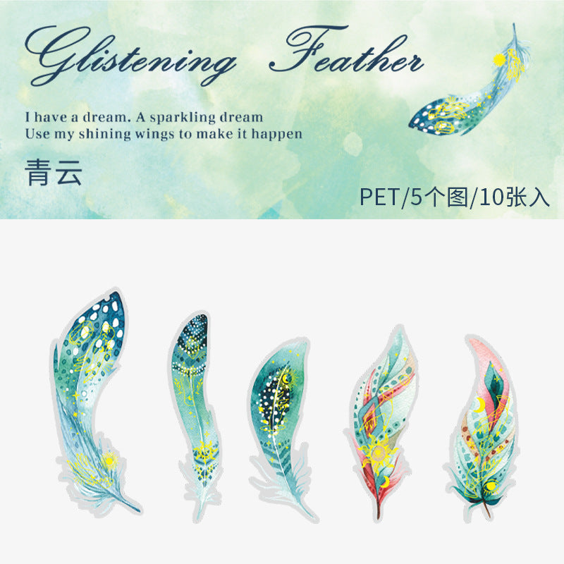 Journal PET sticker packs (Feather) 10pcs