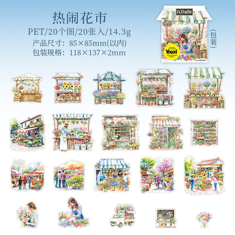 Journal sticker packs (Small market street scene)