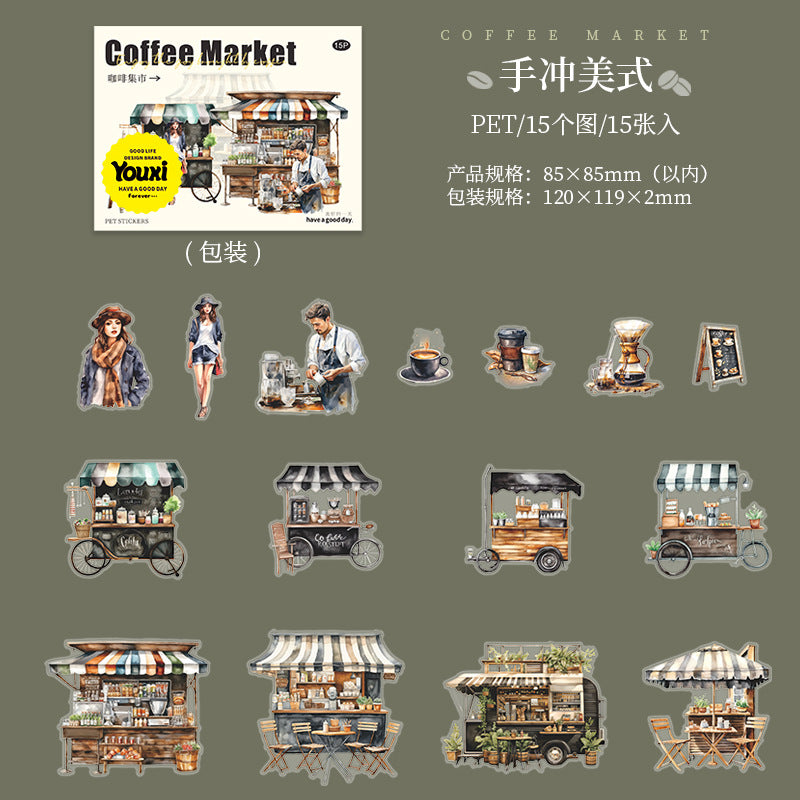 Journal PET sticker packs (Coffee Market)