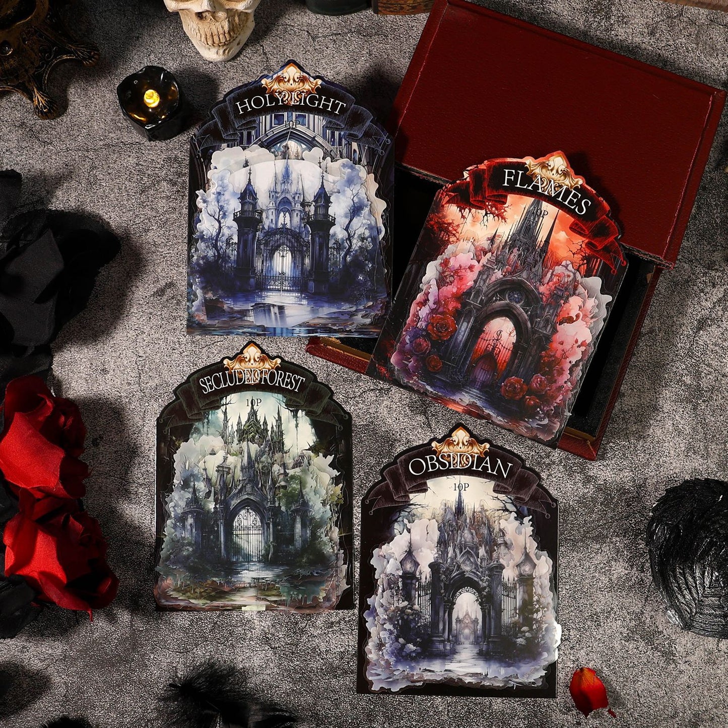 Journal PET sticker packs (Dark Gothic) 10pcs/pack