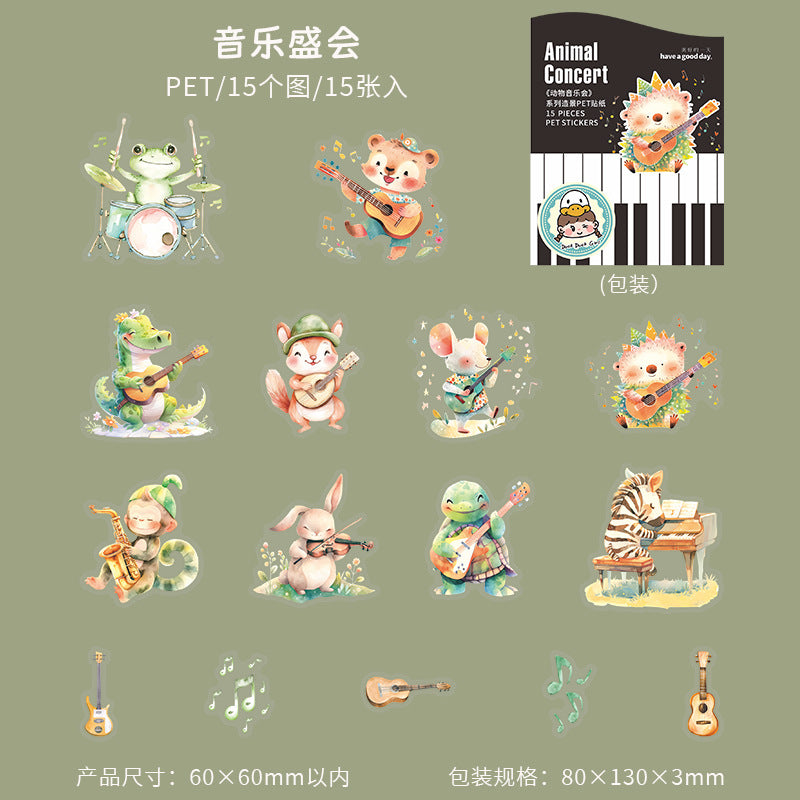 Journal PET sticker packs (Animal Concert)