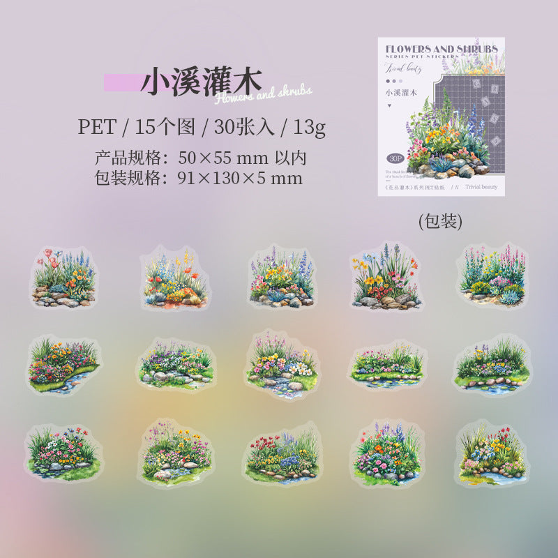 Journal sticker packs (Flowering shrub series)