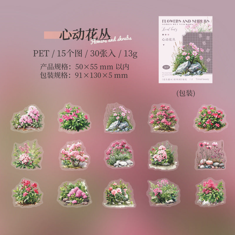 Journal sticker packs (Flowering shrub series)
