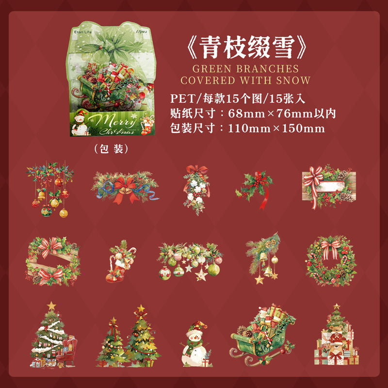Journal PET sticker packs (Christmas) 15pcs/pack