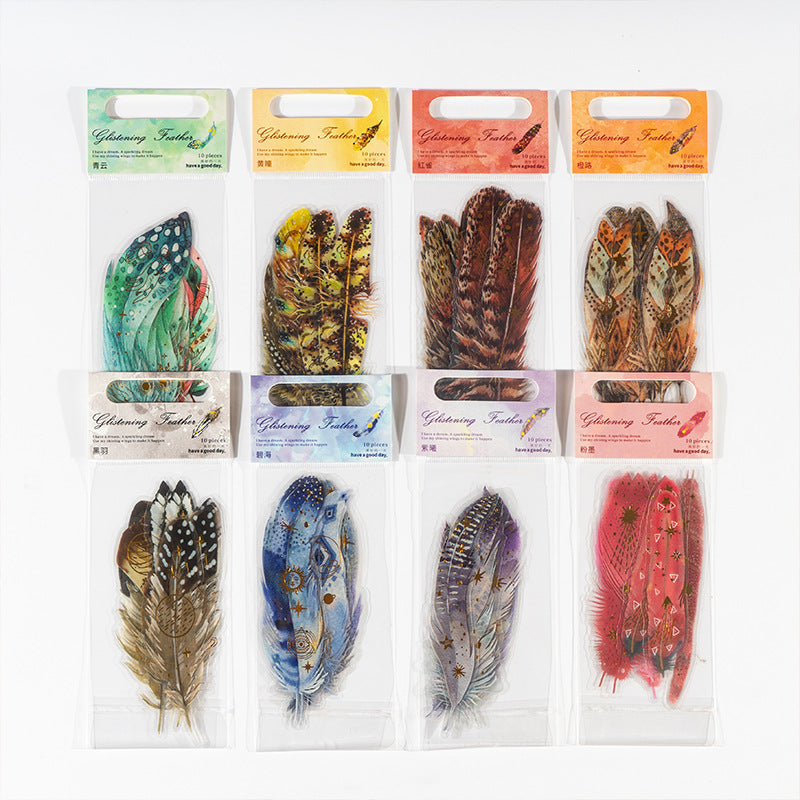 Journal PET sticker packs (Feather) 10pcs