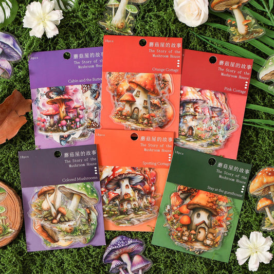 Journal PET sticker packs (Mushroom House) 18pcs/pack
