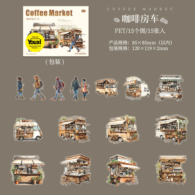 Journal PET sticker packs (Coffee Market)
