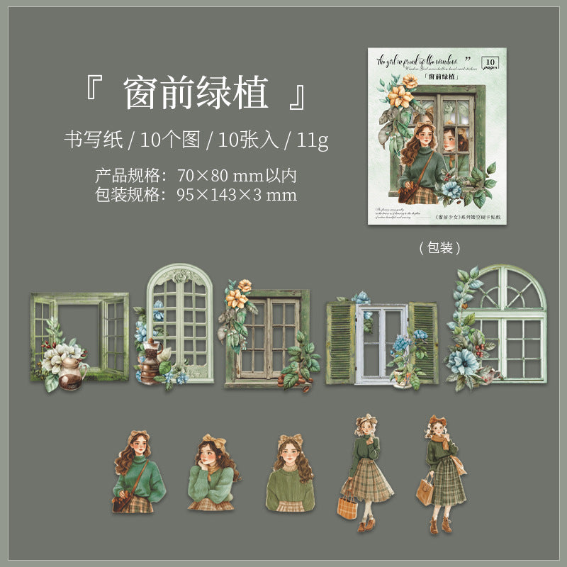 Journal sticker packs (Girl in front of the window)