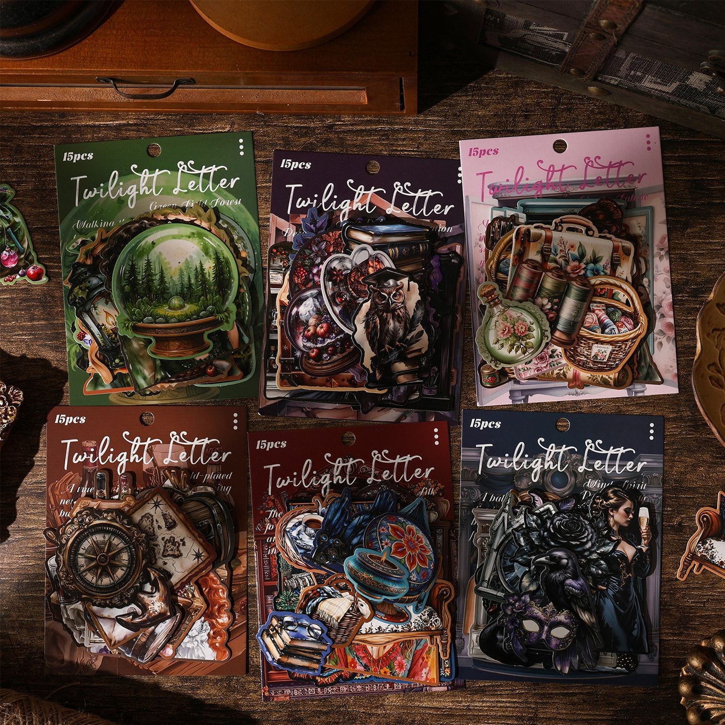 Journal hard card sticker packs (Dark style) 15pcs/pack