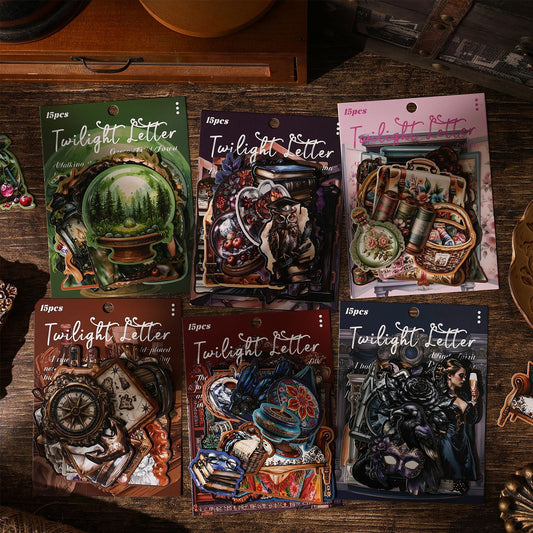 Journal hard card sticker packs (Dark style) 15pcs/pack