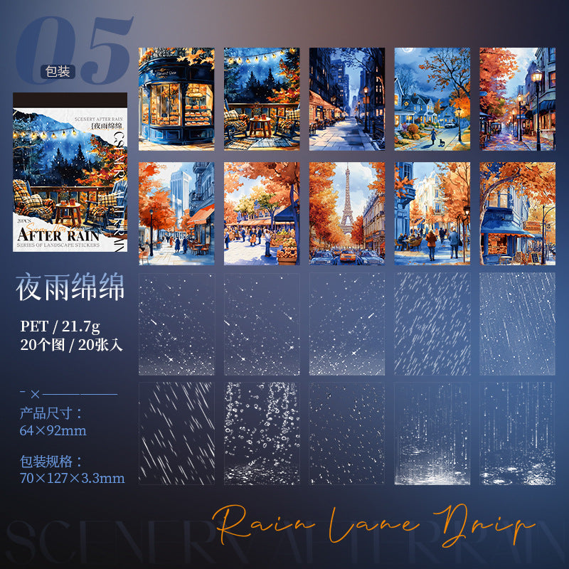 Journal PET sticker books (Rain) 20 sheets/book