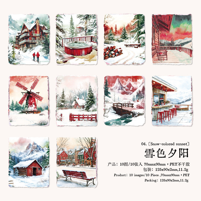 Journal Shell light PET sticker packs (Winter landscape) 10pcs/pack
