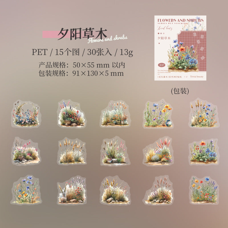 Journal sticker packs (Flowering shrub series)