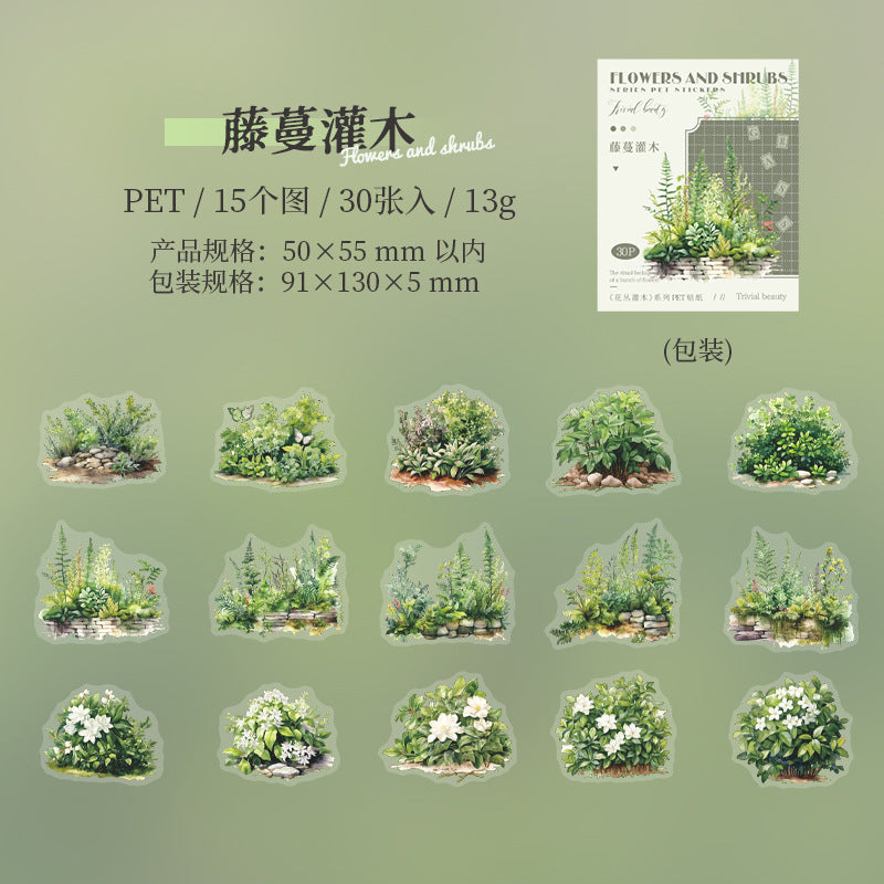 Journal sticker packs (Flowering shrub series)