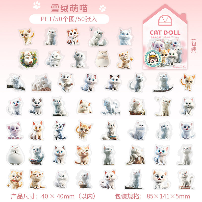 Journal PET sticker packs (Cute cat)