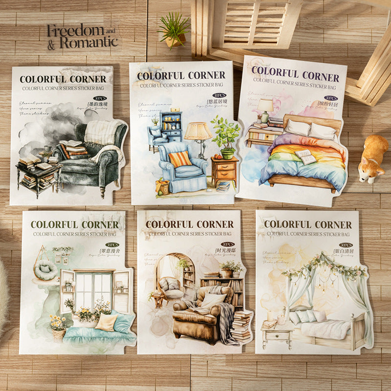 Journal PET sticker packs (Watercolor smudged home)