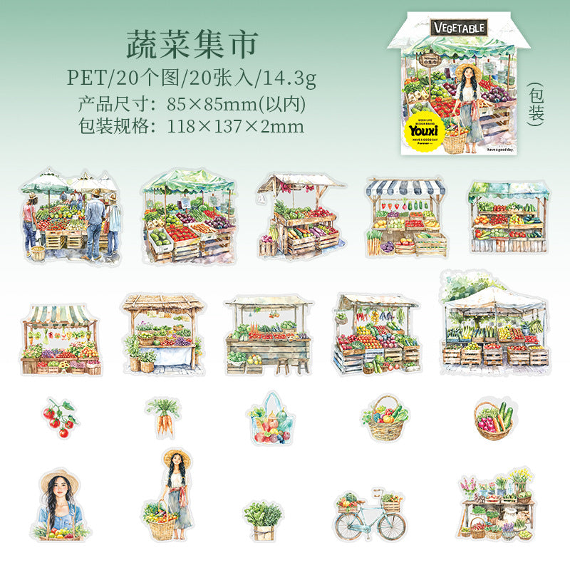Journal sticker packs (Small market street scene)