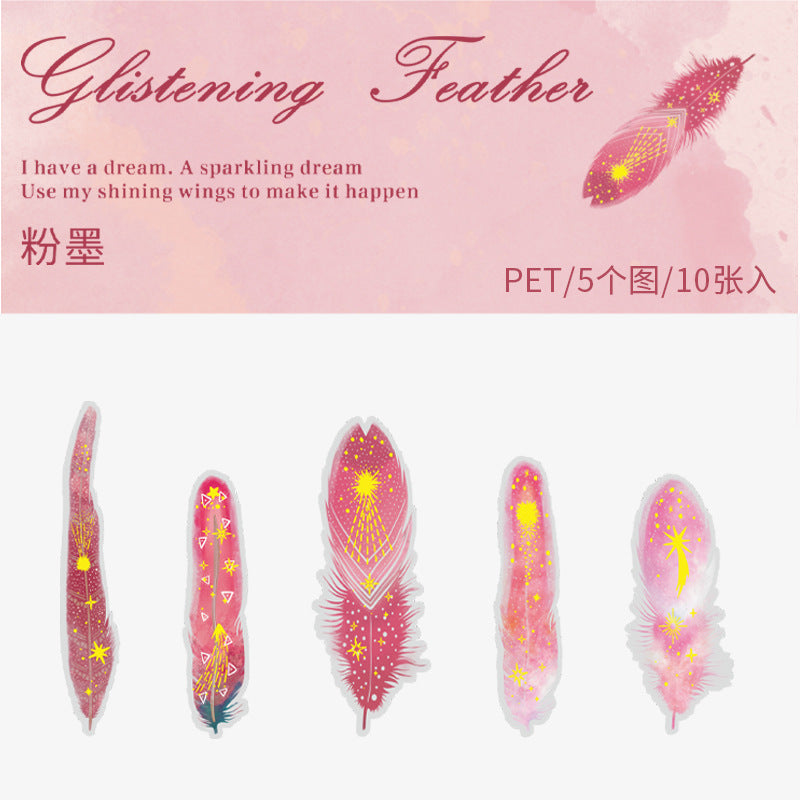 Journal PET sticker packs (Feather) 10pcs