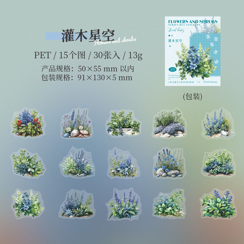 Journal sticker packs (Flowering shrub series)