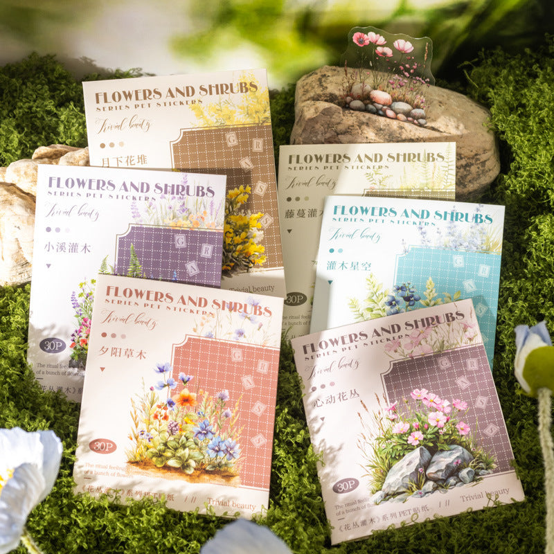 Journal sticker packs (Flowering shrub series)