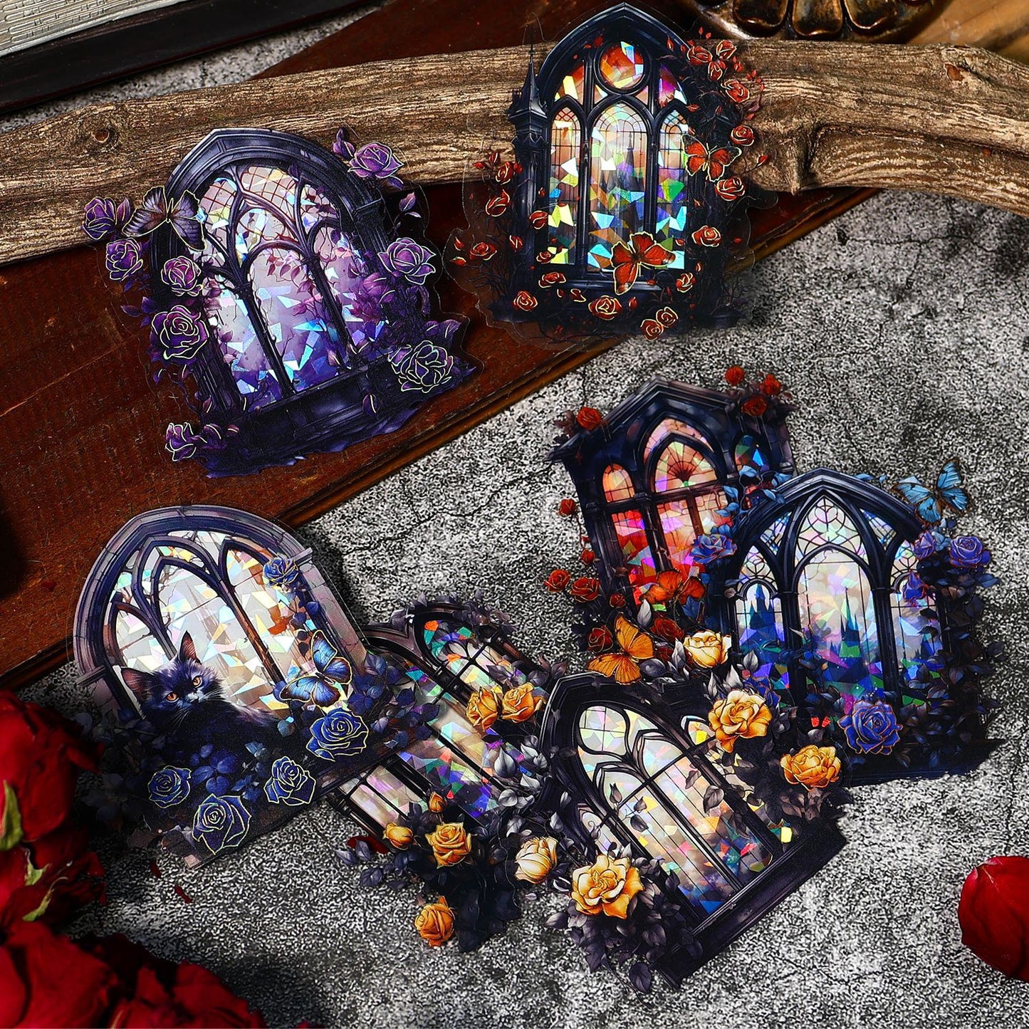 Journal sticker packs (Rose window) 10 pcs/pack