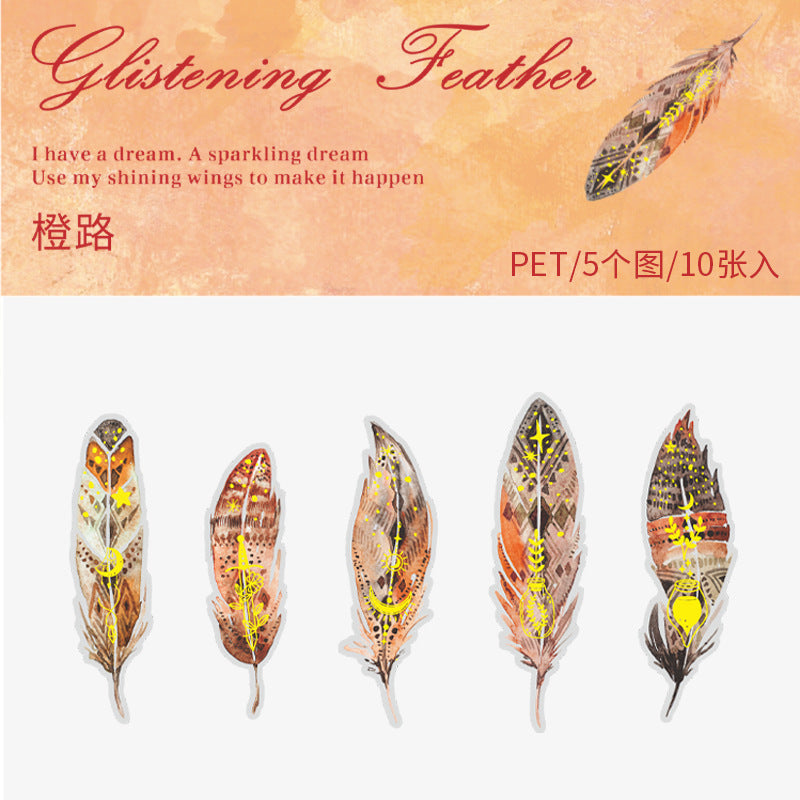 Journal PET sticker packs (Feather) 10pcs
