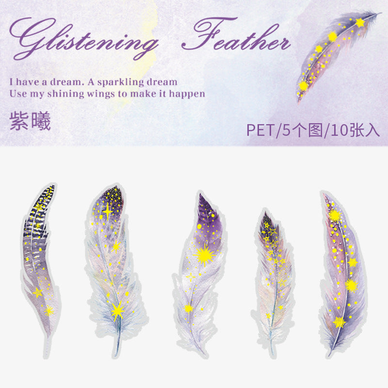 Journal PET sticker packs (Feather) 10pcs