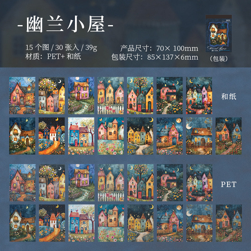 Journal sticker packs (Eerie cabin) 30 sheets/book (70*100mm)