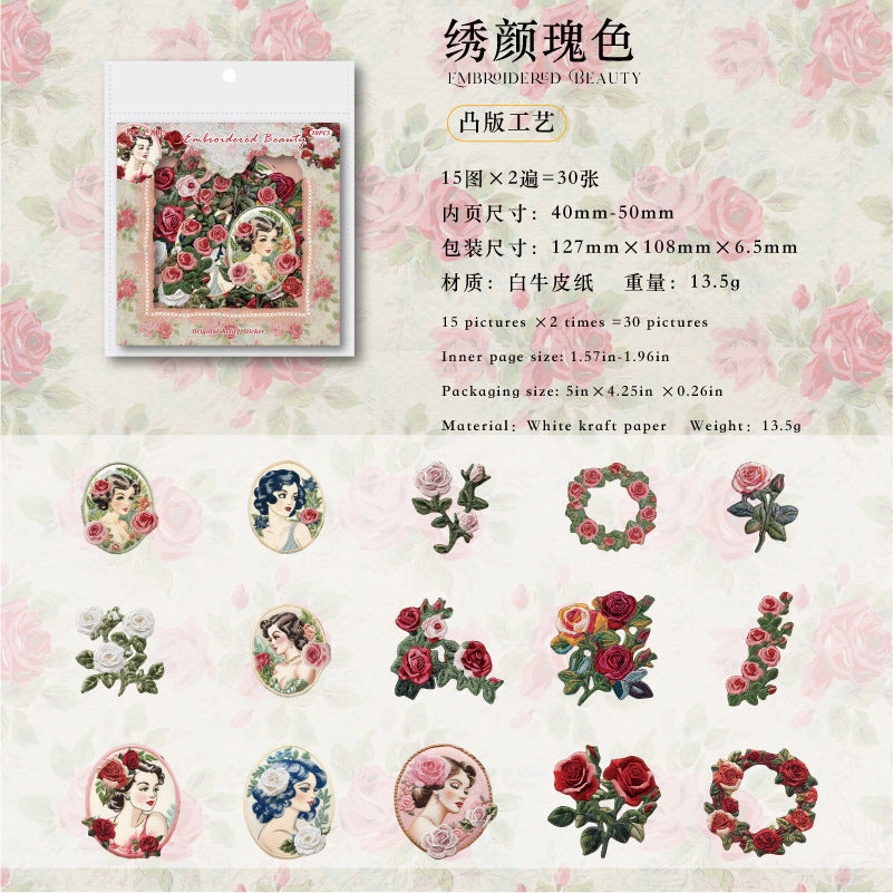 Journal White kraft paper relief sticker packs