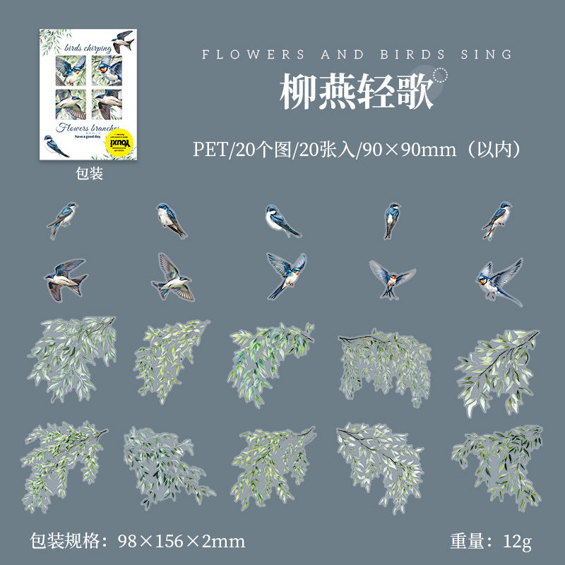 Journal sticker packs (Flowers and birdsong)