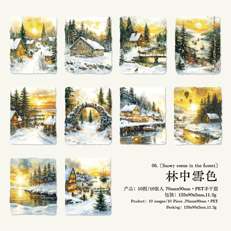 Journal Shell light PET sticker packs (Winter landscape) 10pcs/pack