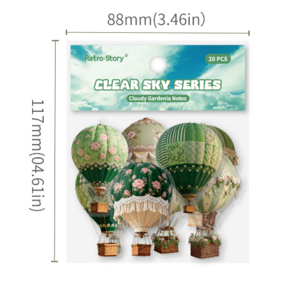 Journal PET sticker packs (hot air balloon) 20 pcs/pack