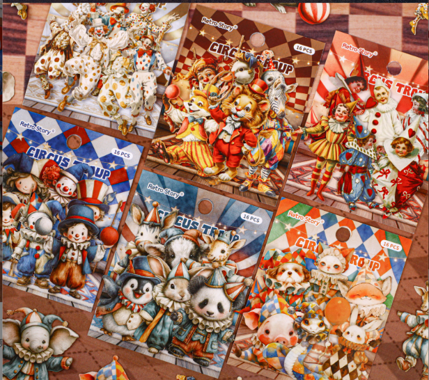 Journal hard card sticker packs (Circus）16pcs/pack