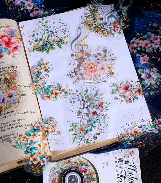 Journal PET sticker packs (Flower Music) 10pcs/pack