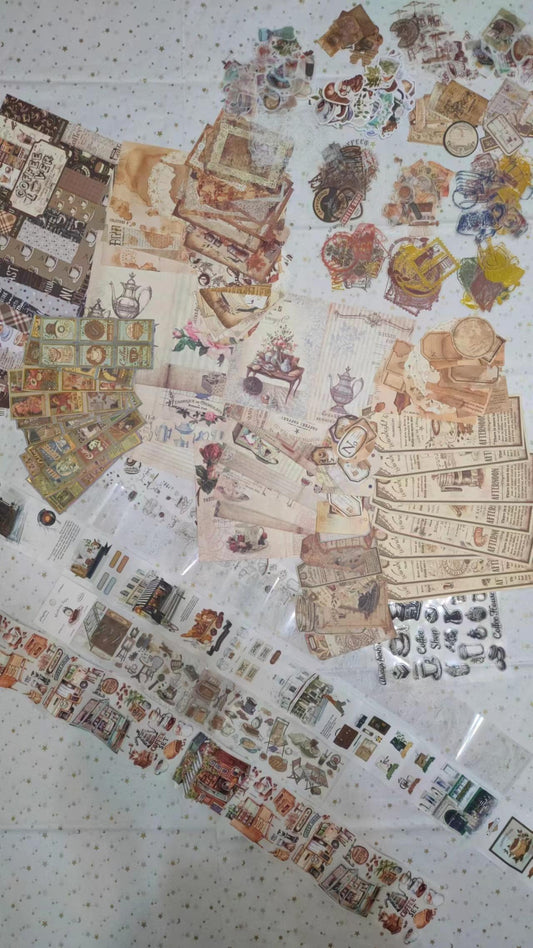 Coffee Theme products packs coffee stickers coffee tapes coffee papers coffee stamps and so on 430 pieces